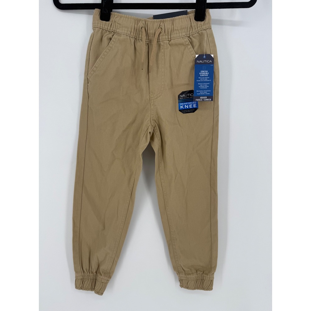 Nautica Boys School Uniform Tapered Jogger Pants Khaki Size 5 Regular NUFCC45E